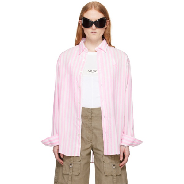 아크네스튜디오 아크네 스튜디오 Acne Studios Pink & White Stripe Shirt 241129F109023