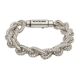 아크네 스튜디오 Acne Studios Silver Crystal Cord Bracelet 241129M142006