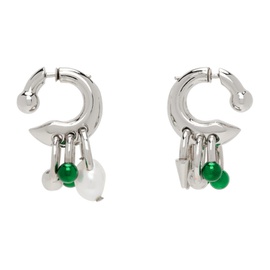 아크네 스튜디오 Acne Studios Silver & Green Multi Charm Earrings 241129M144003
