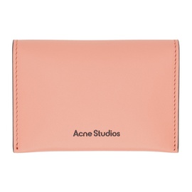 아크네 스튜디오 Acne Studios Pink Folded Leather Card Holder 241129M163007