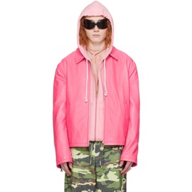 아크네 스튜디오 Acne Studios Pink Zip Leather Jacket 241129M181007