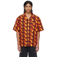 휴고 Hugo Black & Orange Oversized Shirt 241141M192011