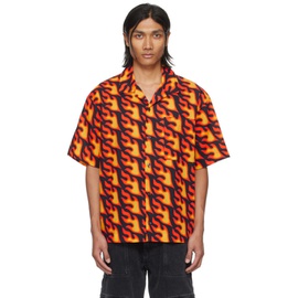 휴고 Hugo Black & Orange Oversized Shirt 241141M192011