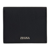 ZEGNA Black Foldable Leather Card Holder 241142M164001