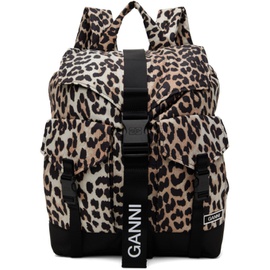 가니 GANNI Black & Beige Leopard Tech Backpack 241144F042002