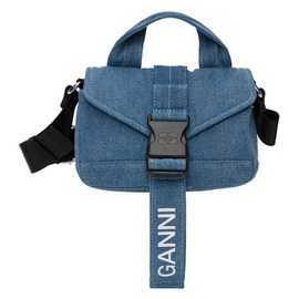 가니 GANNI Blue Recycled Tech Mini Denim Bag 241144F048004
