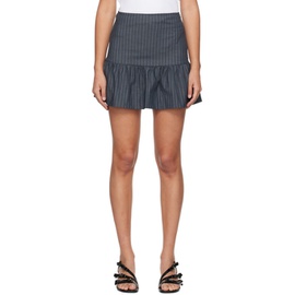 가니 GANNI Gray Striped Miniskirt 241144F090002