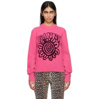 가니 GANNI Pink Floral Sweater 241144F096005
