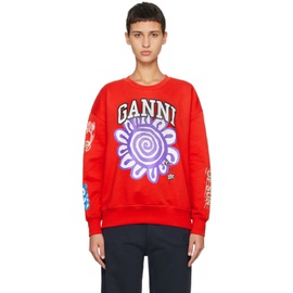 가니 GANNI Red Isoli Mega Flower Sweatshirt 241144F098000