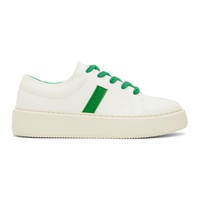 가니 GANNI White & Green Sporty Mix Cupsole Sneakers 241144F128000