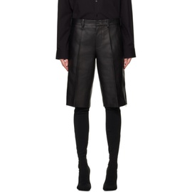 핼무트랭 Helmut Lang Black Straight-Leg Leather Shorts 241154F088004