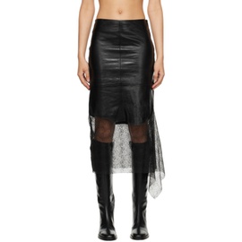 핼무트랭 Helmut Lang Black Paneled Leather Midi Skirt 241154F092001