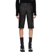 핼무트랭 Helmut Lang Black Creased Leather Shorts 241154M193005