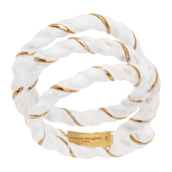 메종마르지엘라 메종마르지엘라 Maison Margiela Gold & White Twisted Wire Ring 241168F011001