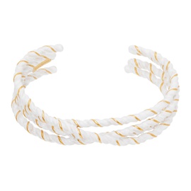 메종마르지엘라 Maison Margiela Gold & White Laces Bracelet 241168F020001