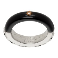 메종마르지엘라 Maison Margiela Silver & Black Enamel Ring 241168F024006