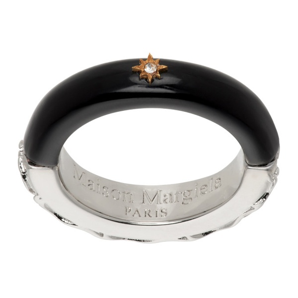 메종마르지엘라 메종마르지엘라 Maison Margiela Silver & Black Enamel Ring 241168F024006