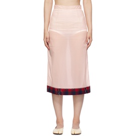 메종마르지엘라 Maison Margiela Pink Loose Thread Midi Skirt 241168F092003
