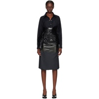 메종마르지엘라 Maison Margiela Black Coated Midi Skirt 241168F092005