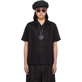 메종마르지엘라 Maison Margiela Black Open Spread Collar Shirt 241168M192015
