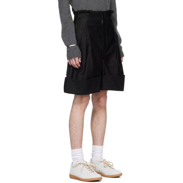 메종마르지엘라 메종마르지엘라 Maison Margiela Black Wide-Leg Shorts 241168M193010