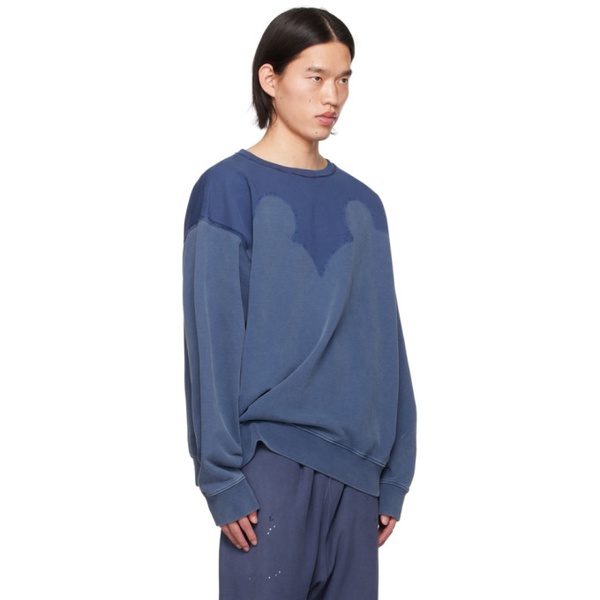 메종마르지엘라 메종마르지엘라 Maison Margiela Blue Paneled Sweatshirt 241168M204003