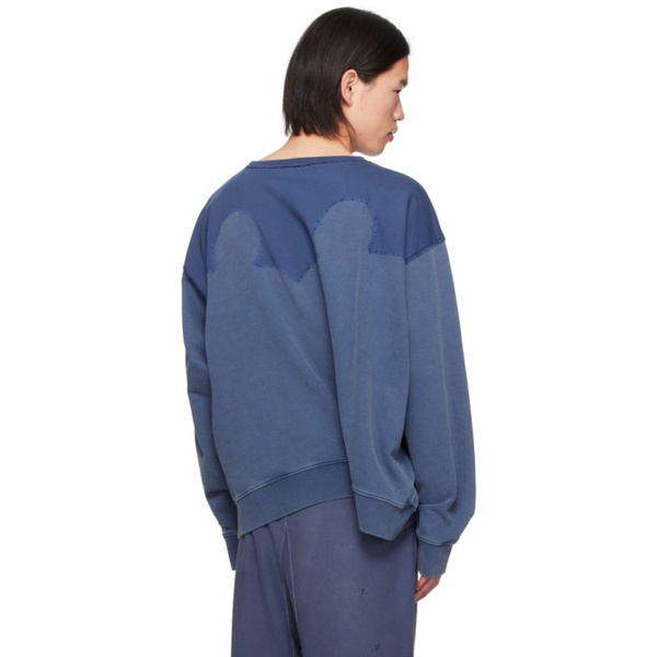 메종마르지엘라 메종마르지엘라 Maison Margiela Blue Paneled Sweatshirt 241168M204003