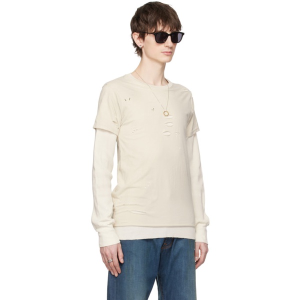 메종마르지엘라 메종마르지엘라 Maison Margiela 오프화이트 Off-White Distressed Long Sleeve T-Shirt 241168M213011