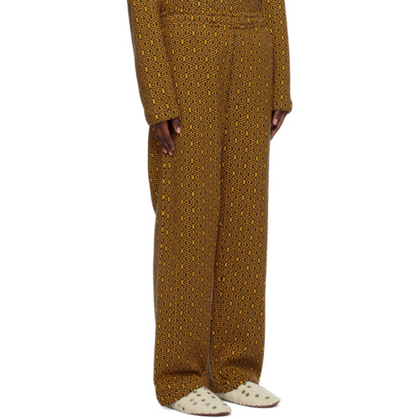  보디 Bode Yellow & Navy Crescent Trousers 241169F087009