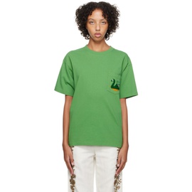 보디 Bode Green Swan T-Shirt 241169F110000