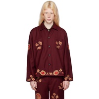 보디 Bode Burgundy Rococo Shirt 241169M192013