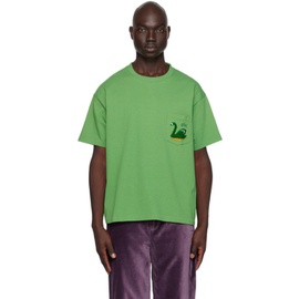 보디 Bode Green Swan T-Shirt 241169M213000