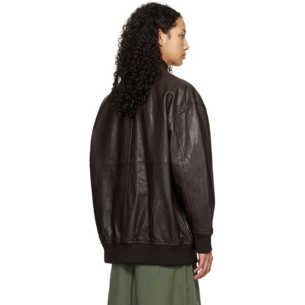막스마라 Weekend 맥스마라 Max Mara Brown Cursore Leather Jacket 241183F064001