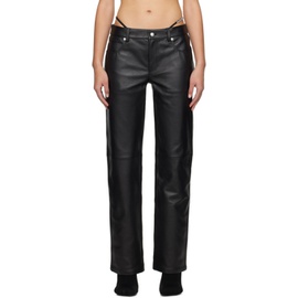 알렉산더 왕 Alexander Wang Black Low-Rise Leather Pants 241187F084000