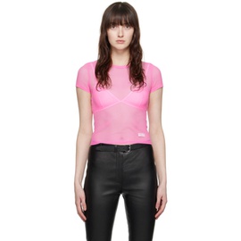 알렉산더 왕 Alexander Wang Pink Semi-Sheer T-Shirt 241187F110036