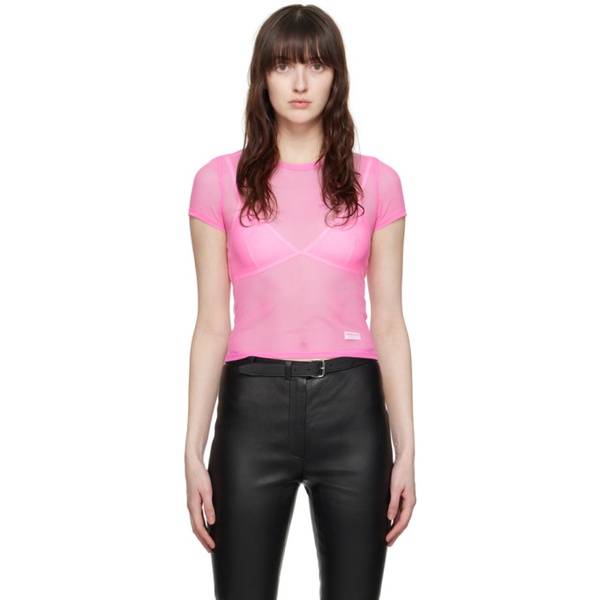 알렉산더왕 알렉산더 왕 Alexander Wang Pink Semi-Sheer T-Shirt 241187F110036