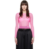 알렉산더 왕 Alexander Wang Pink Semi-Sheer Long Sleeve T-Shirt 241187F110038