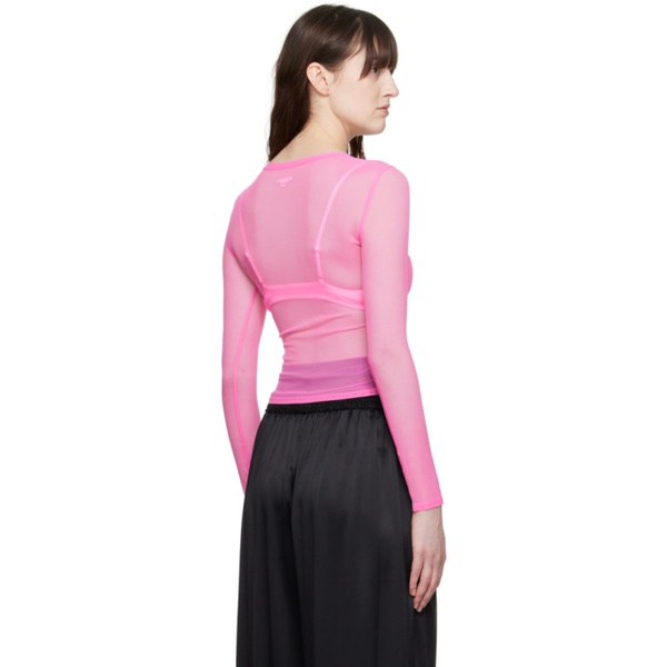 알렉산더왕 알렉산더 왕 Alexander Wang Pink Semi-Sheer Long Sleeve T-Shirt 241187F110038