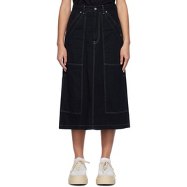 MM6 메종 마르지엘라 MM6 메종마르지엘라 Maison Margiela Black Paneled Denim Midi Skirt 241188F092011