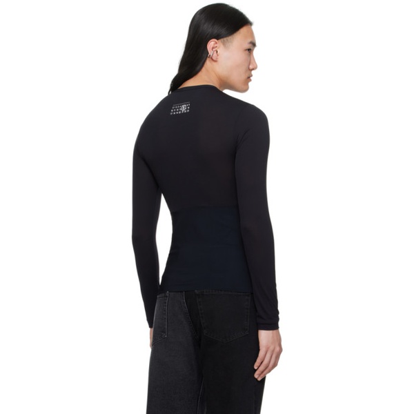  MM6 메종 마르지엘라 MM6 메종마르지엘라 Maison Margiela Black Paneled Long Sleeve T-Shirt 241188M213037