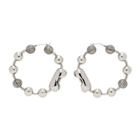 마크 제이콥스 Marc Jacobs Silver The Monogram Ball Chain Hoop Earrings 241190F022003