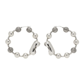 마크 제이콥스 Marc Jacobs Silver The Monogram Ball Chain Hoop Earrings 241190F022003