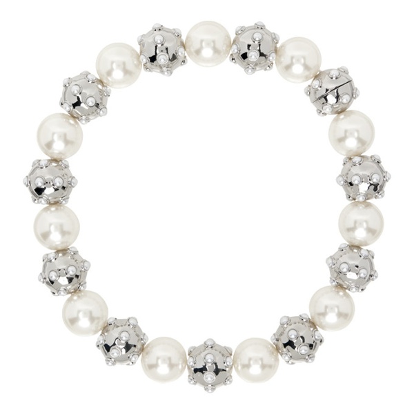 마크제이콥스 마크 제이콥스 Marc Jacobs Silver & White The Pearl Dot Statement Necklace 241190F023005