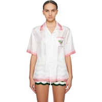카사블랑카 Casablanca White & Pink Tennis Club Icon Shirt 241195F109002