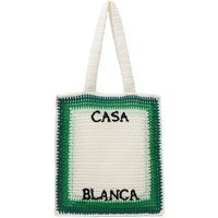 카사블랑카 Casablanca White & Green Crochet Tote 241195M172002