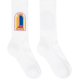 카사블랑카 Casablanca White Ribbed Socks 241195M220018