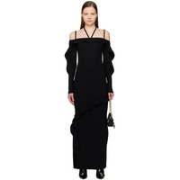 베르사체 진 꾸뛰르 베르사체 Versace Jeans Couture Black Ruffled Maxi Dress 241202F055004