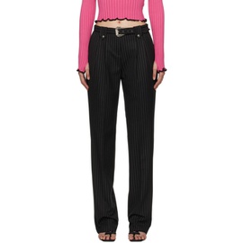 베르사체 진 꾸뛰르 베르사체 Versace Jeans Couture Black Pinstripe Trousers 241202F087001