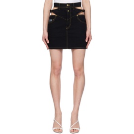 베르사체 진 꾸뛰르 베르사체 Versace Jeans Couture Black Cutout Denim Miniskirt 241202F090008