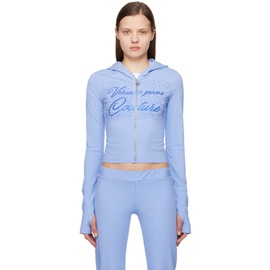 베르사체 진 꾸뛰르 베르사체 Versace Jeans Couture Blue Crystal-Cut Hoodie 241202F097002